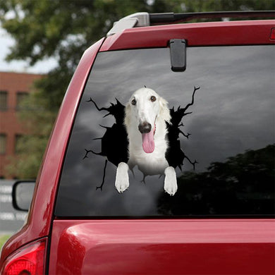 [ld1436-snf-lad]-borzois-crack-car-sticker-dogs-lover
