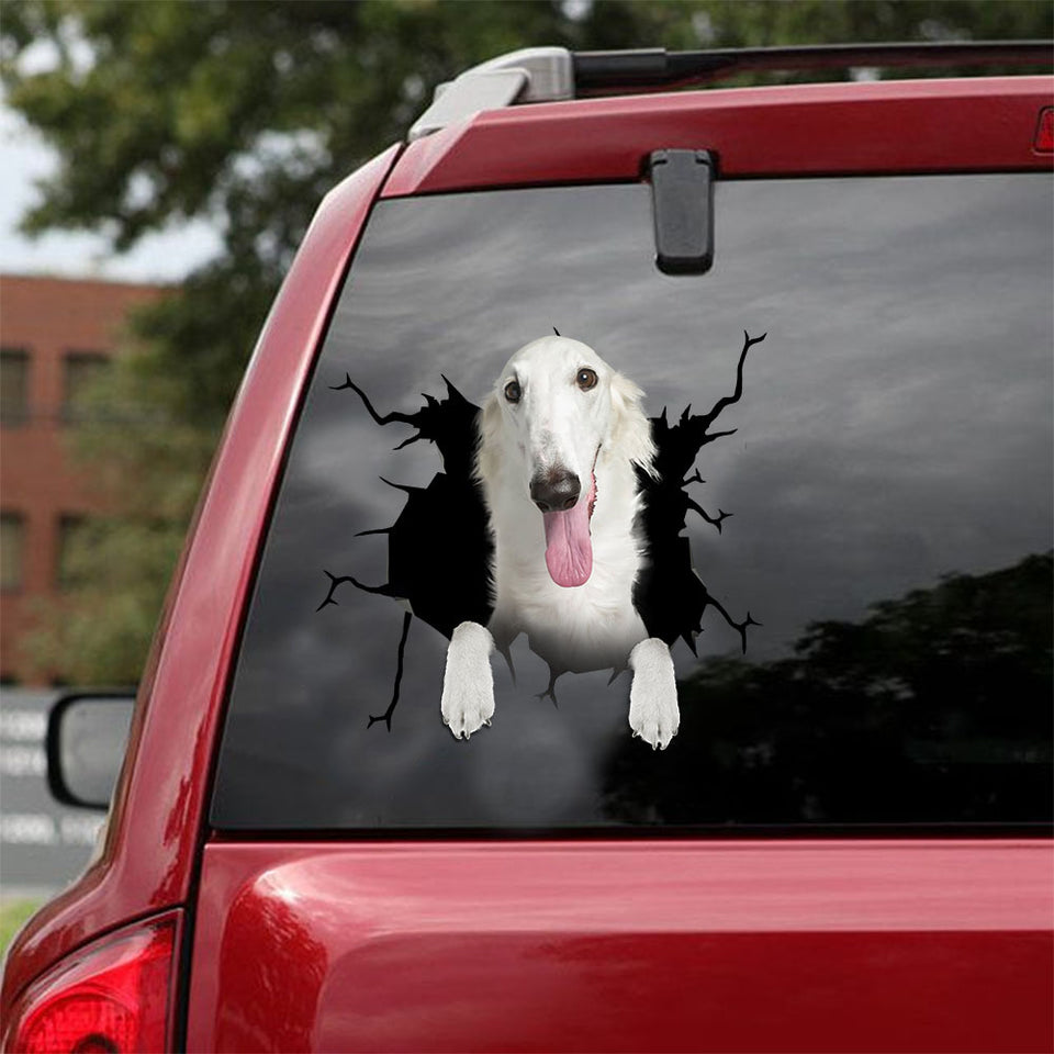 [ld1436-snf-lad]-borzois-crack-car-sticker-dogs-lover