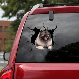[ld1419-snf-lad]-keeshond-crack-car-sticker-dogs-lover