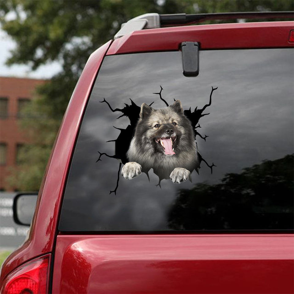 [ld1420-snf-lad]-keeshond-crack-car-sticker-dogs-lover