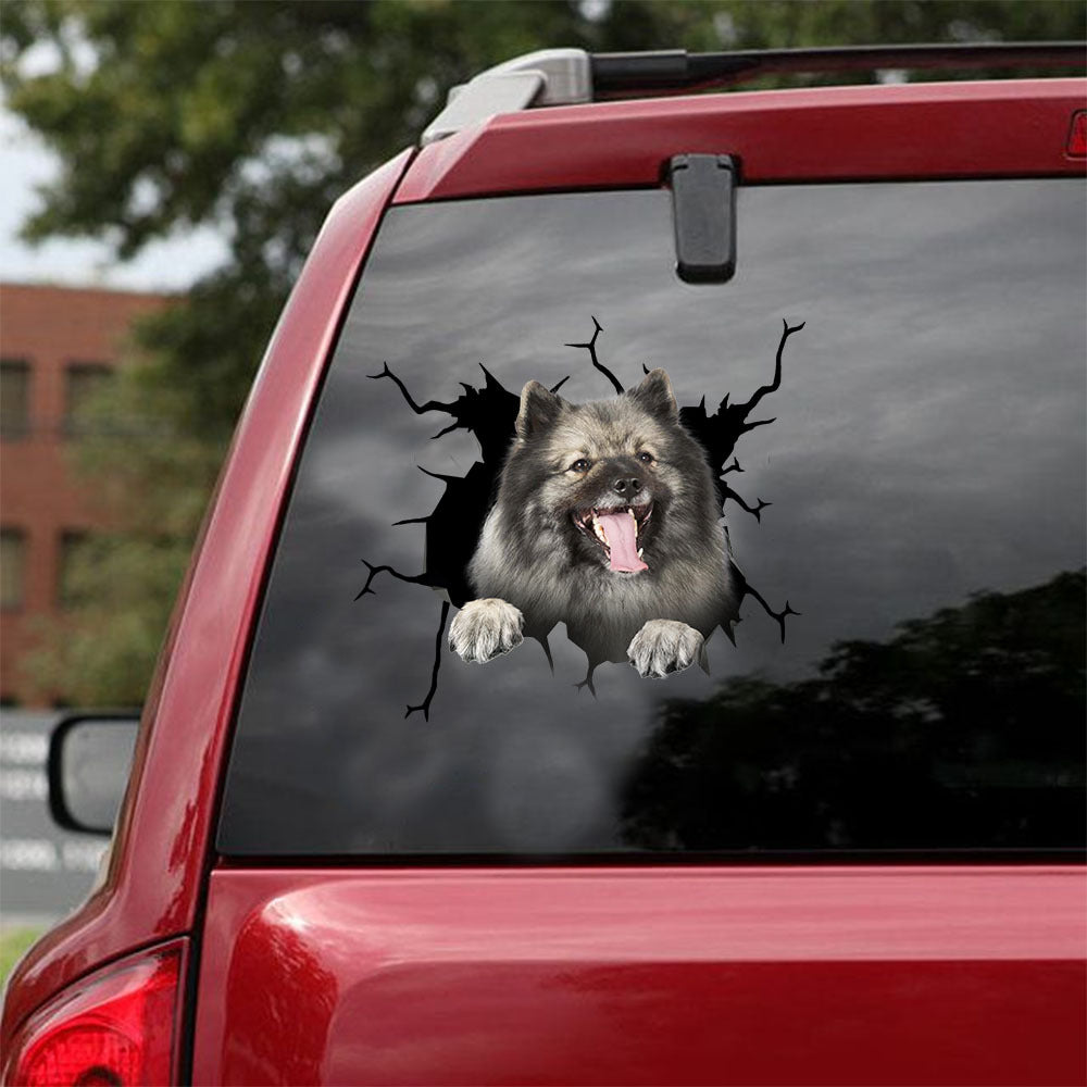 [ld1420-snf-lad]-keeshond-crack-car-sticker-dogs-lover