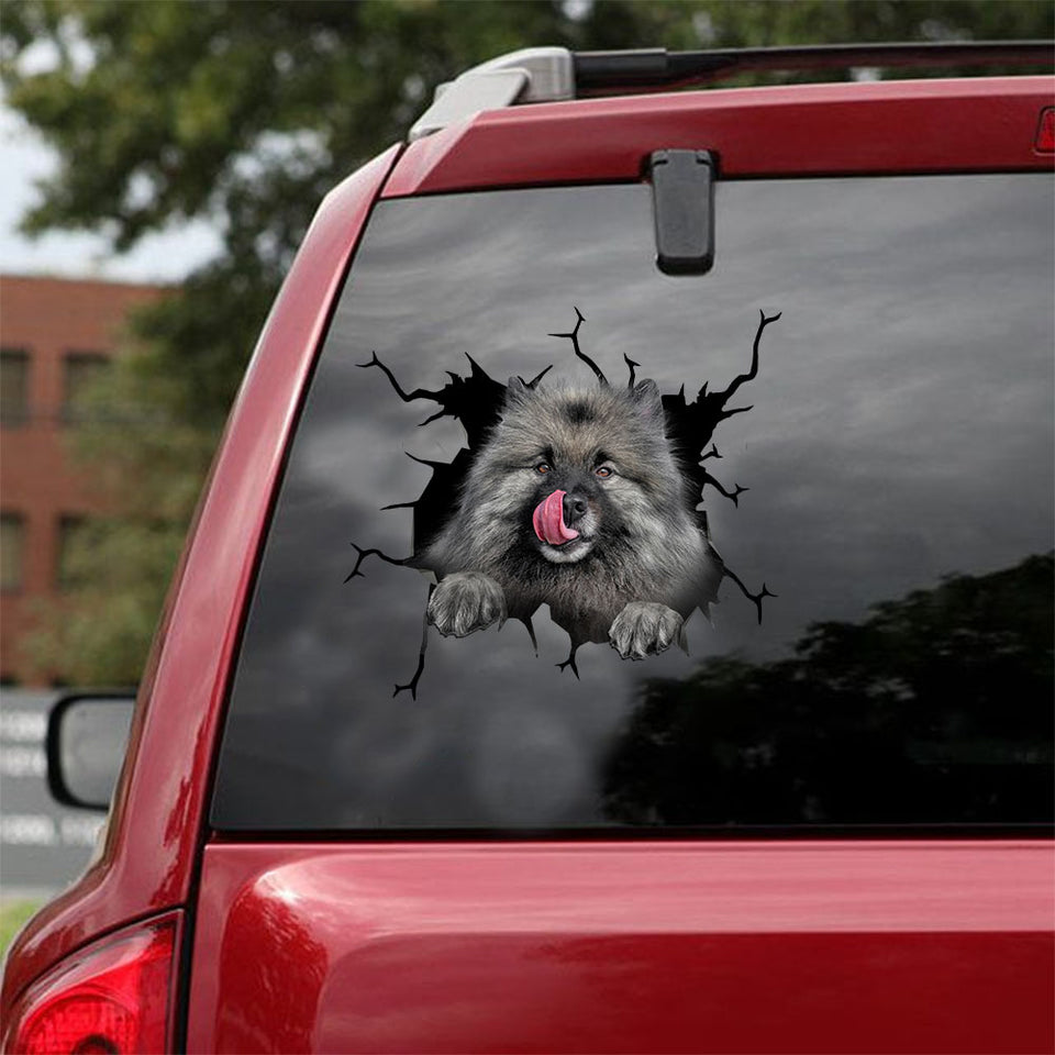 [ld1421-snf-lad]-keeshond-crack-car-sticker-dogs-lover