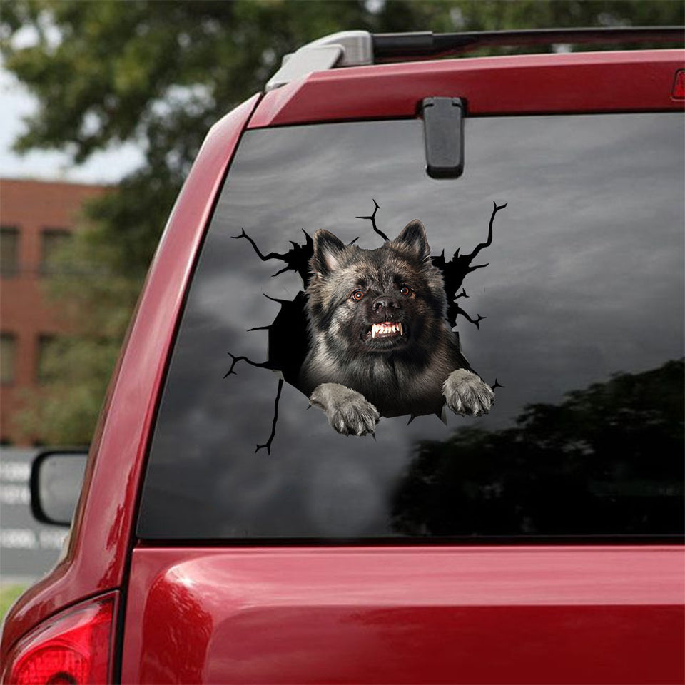 [ld1422-snf-lad]-keeshond-crack-car-sticker-dogs-lover