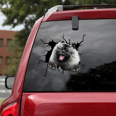 [ld1424-snf-lad]-keeshond-crack-car-sticker-dogs-lover