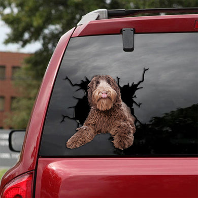 [th0058-snf-tpa]-labradoodle-crack-car-sticker-dogs-lover