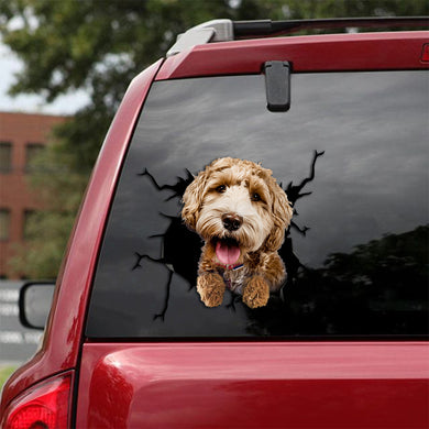 [th0060-snf-tpa]-labradoodle-crack-car-sticker-dogs-lover