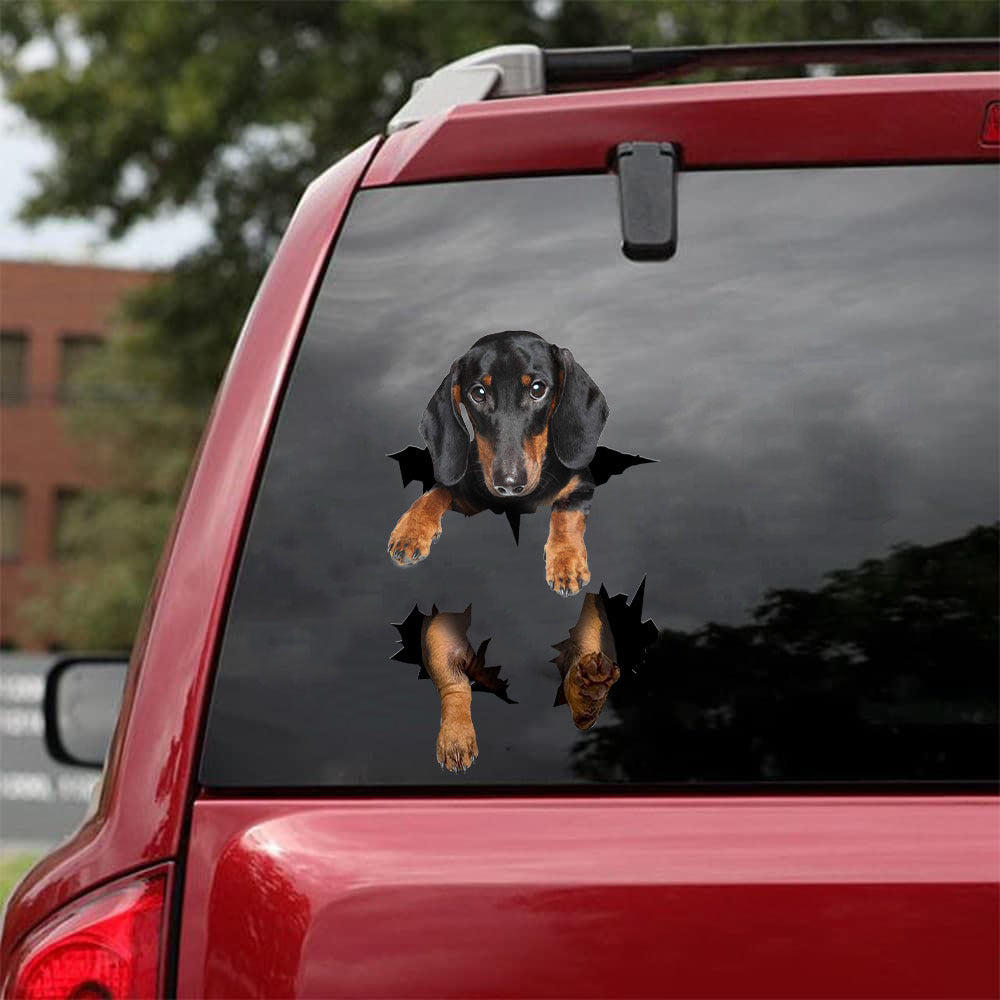 [da0478-snf-tnt]-dachshund-crack-car-sticker-dogs-lover