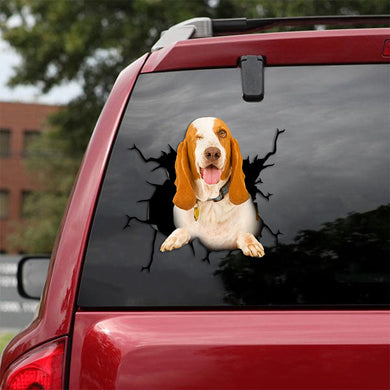 [th0517-snf-tpa]-basset-hound-crack-car-sticker-dogs-lover