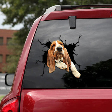 [th0518-snf-tpa]-basset-hound-crack-car-sticker-dogs-lover