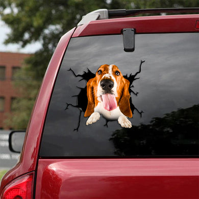 [th0519-snf-tpa]-basset-hound-crack-car-sticker-dogs-lover