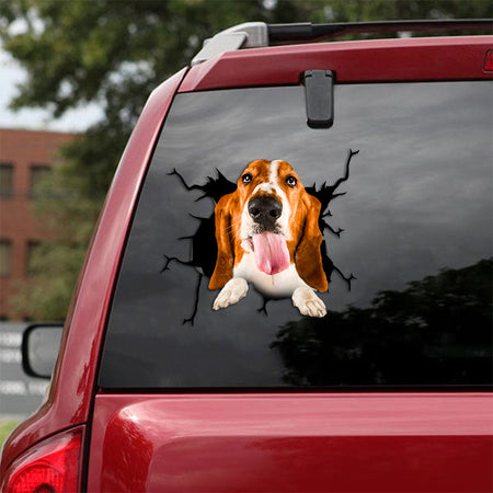[th0519-snf-tpa]-basset-hound-crack-car-sticker-dogs-lover