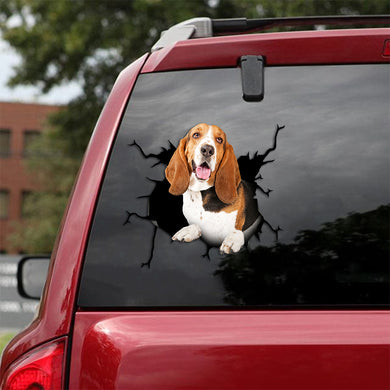 [th0520-snf-tpa]-basset-hound-crack-car-sticker-dogs-lover