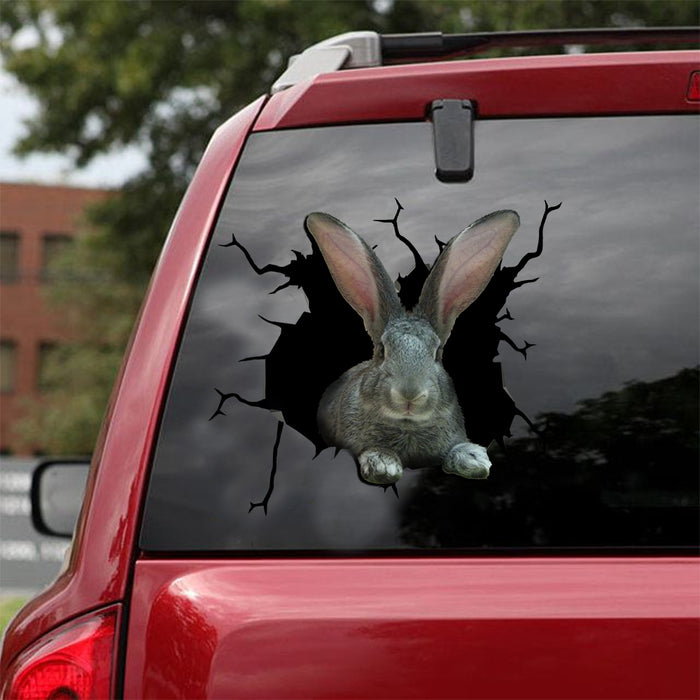 [ld0115-snf-lad]-giant-continental-rabbit-crack-car-sticker-rabbit-lover