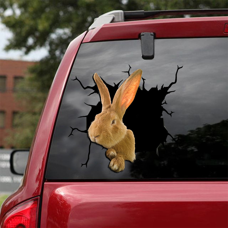 [ld0118-snf-lad]-giant-continental-rabbit-crack-car-sticker-rabbit-lover