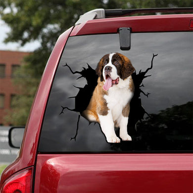 [ld0125-snf-lad]-saint-bernard-crack-car-sticker-dogs-lover