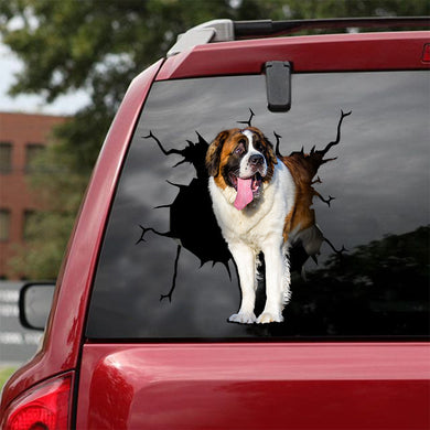 [ld0126-snf-lad]-saint-bernard-crack-car-sticker-dogs-lover