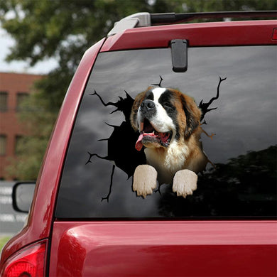 [ld0127-snf-lad]-saint-bernard-crack-car-sticker-dogs-lover