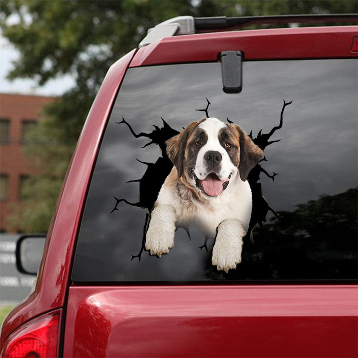 [ld0128-snf-lad]-saint-bernard-crack-car-sticker-dogs-lover