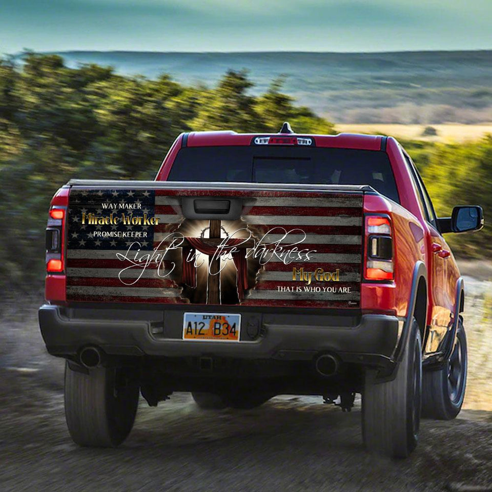 God Jesus Cross American truck Tailgate Decal Sticker Wrap Tailgate Wrap Decals For Trucks