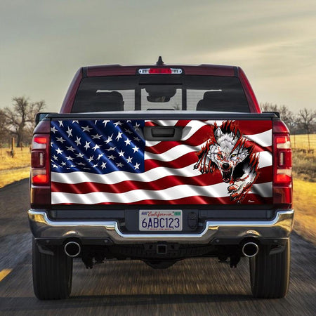 Wolf Graphic American Truck Tailgate Decal Sticker Wrap Tailgate Wrap Decals For Trucks