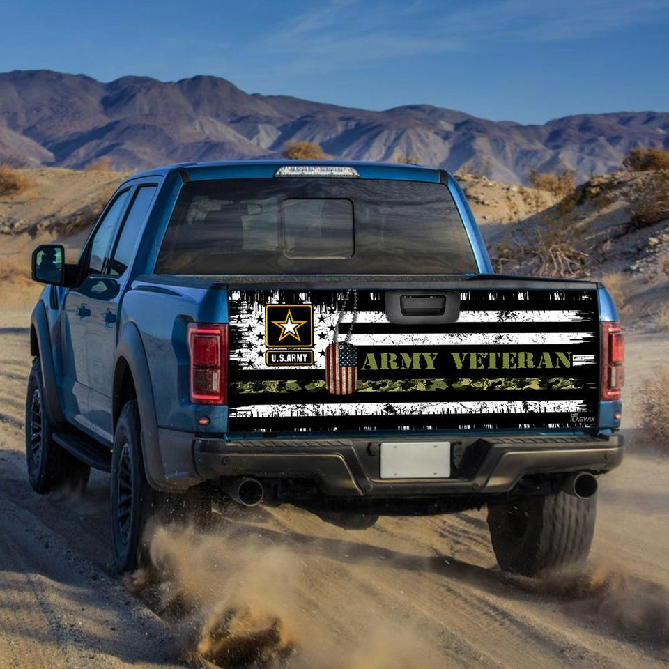 Army Veterans truck Tailgate Decal Sticker Wrap Veteran Day Veteran Gifts Veteran Decoration Idea Tailgate Wrap Decals For Trucks