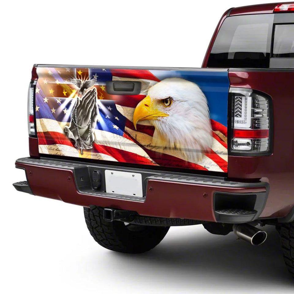 Jesus Cross Eagle American truck Tailgate Decal Sticker Wrap Tailgate Wrap Decals For Trucks