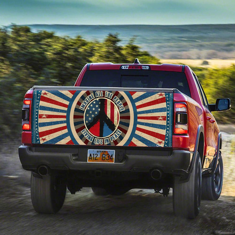 Hippie Peace Sitruck Tailgate Decal Sticker Wrap Tailgate Wrap Decals For Trucks