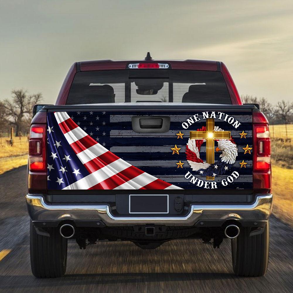 One Nation Under God truck Tailgate Decal Sticker Wrap Tailgate Wrap Decals For Trucks