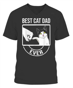 Best Cat Dad Ever Funny Paw Kitten Cat Fist Bump Tee Shirt