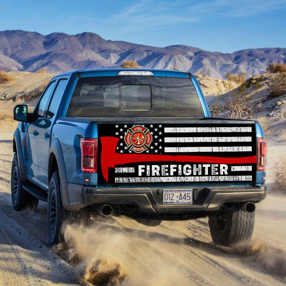 Firefighter truck Tailgate Decal Sticker Wrap Tailgate Wrap Decals For Trucks