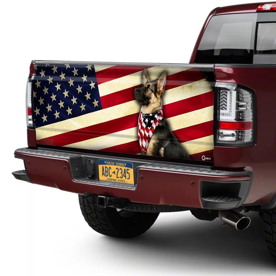 German Shepherd American truck Tailgate Decal Sticker Wrap Tailgate Wrap Decals For Trucks