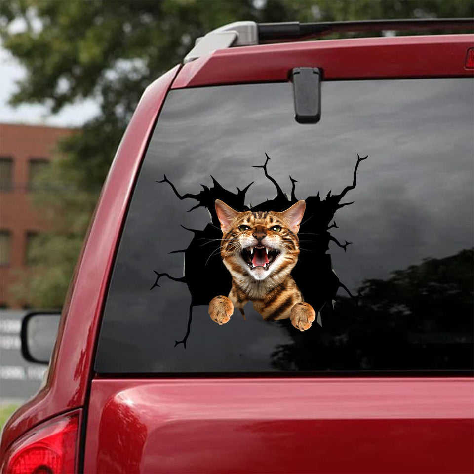 [da0493-snf-tnt]-bengal-cat-crack-car-sticker-cats-lover
