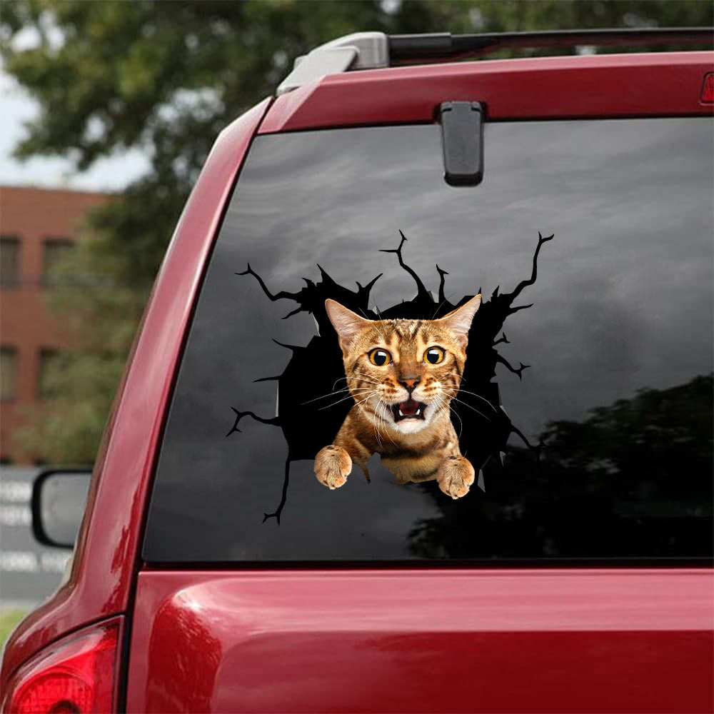 [da0496-snf-tnt]-bengal-cat-crack-car-sticker-cats-lover