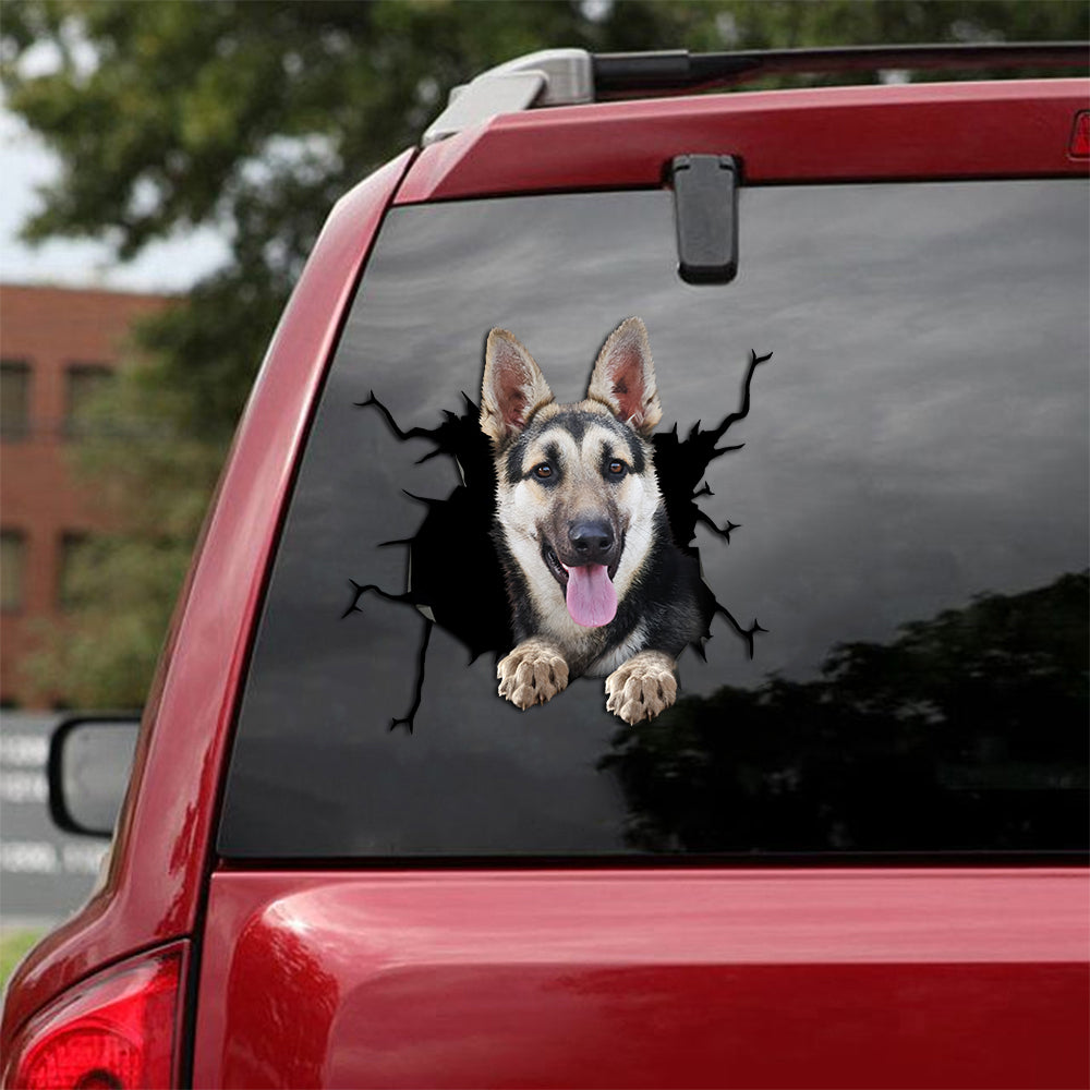[th0542-snf-pta]-german-shepherd-crack-car-sticker-dogs-lover