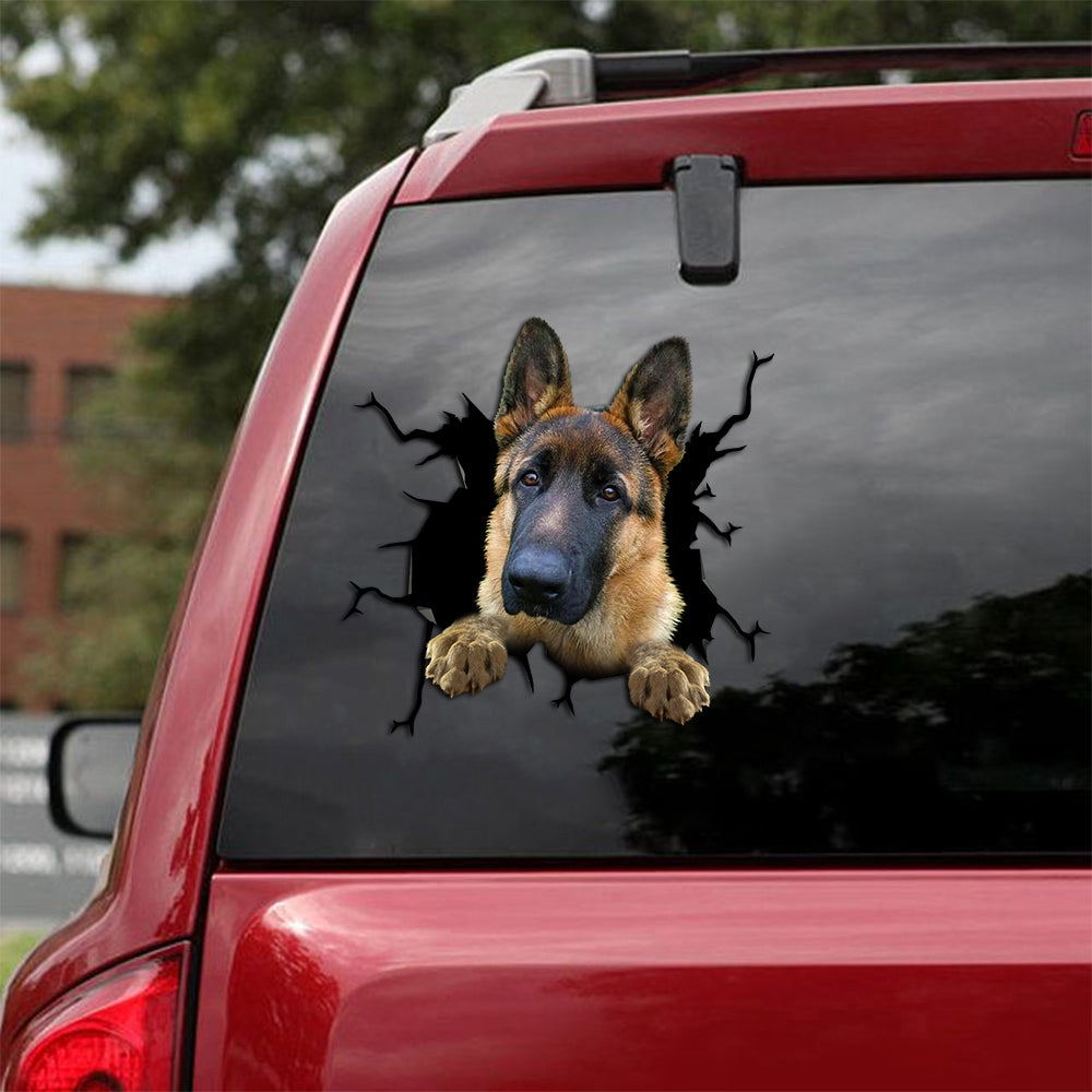 [th0543-snf-pta]-german-shepherd-crack-car-sticker-dogs-lover