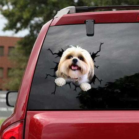 [th0493-snf-tpa]-shih-tzu-crack-car-sticker-dogs-lover
