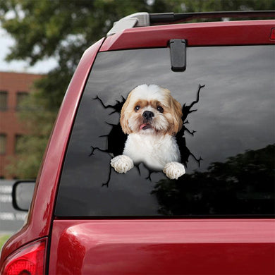 [th0494-snf-tpa]-shih-tzu-crack-car-sticker-dogs-lover