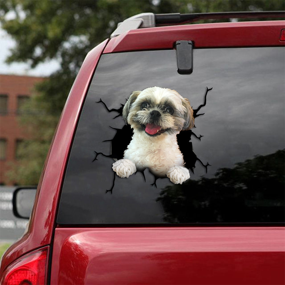 [th0495-snf-tpa]-shih-tzu-crack-car-sticker-dogs-lover