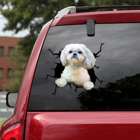 [th0496-snf-tpa]-shih-tzu-crack-car-sticker-dogs-lover