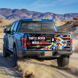 Autism Awareness truck Tailgate Decal Sticker Wrap Never Walk Alone Tailgate Wrap Decals For Trucks