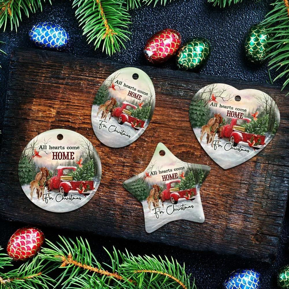 All Hearts Come Home For Christmas Horse Ceramic Ornament Christmas Home Decor