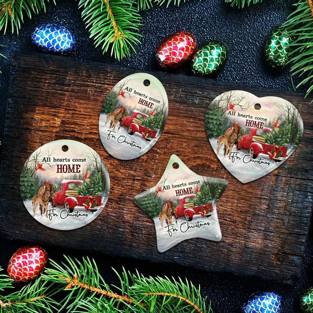 All Hearts Come Home For Christmas Horse Ceramic Ornament Christmas Home Decor