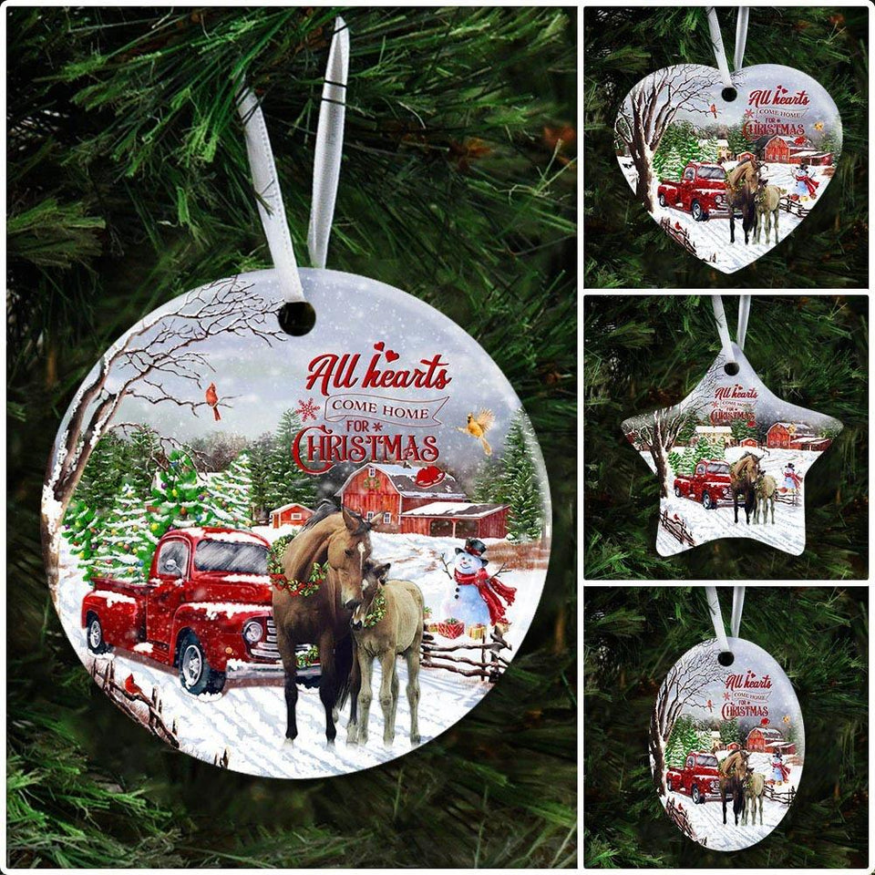 All Hearts Come Home For Christmas, Christmas Horse Ceramic Ornament Christmas Home Decor