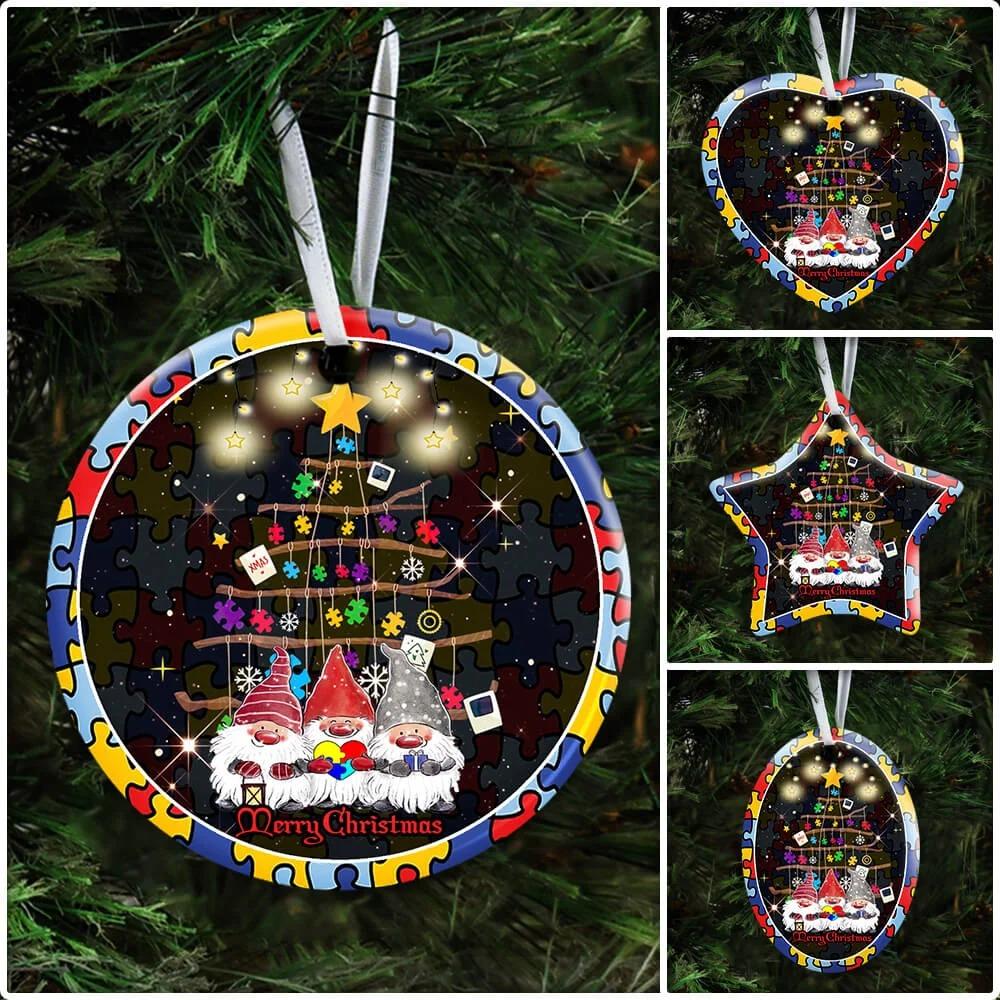 Autism Family Merry Christmas Ceramic Ornament Christmas Home Decor