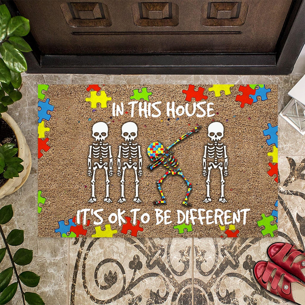[sk0203-dom-lad] Doormat Autism in this house - it's ok to be different Decorate The HOUSE - Camellia Print
