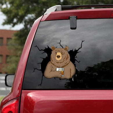 [bh0238-snf-tnt]-bear-camping-crack-car-sticker-animals-lover