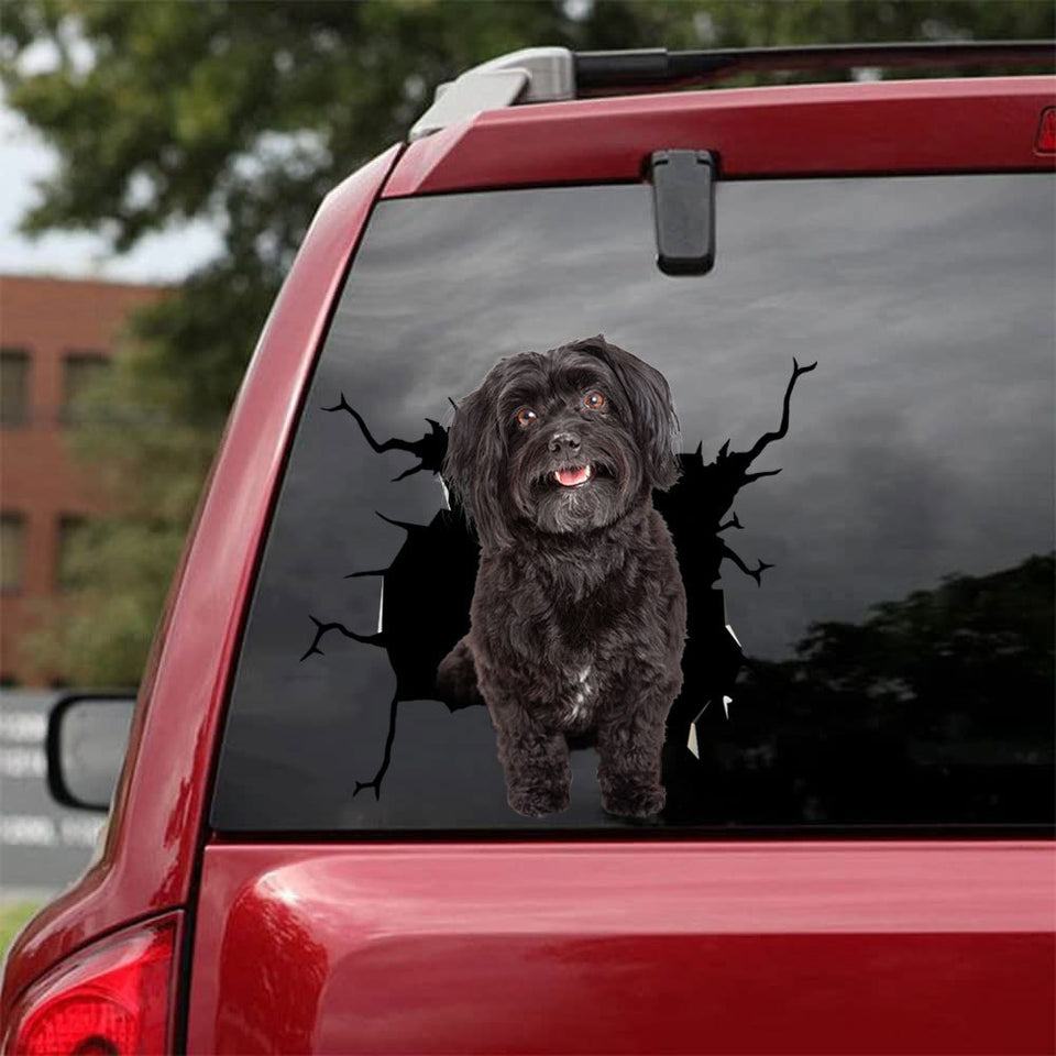 [bh0258-snf-lad]-havanese-crack-car-sticker-dogs-lover