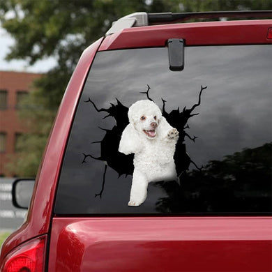 [bh0277-snf-lad]-poodle-crack-car-sticker-dogs-lover