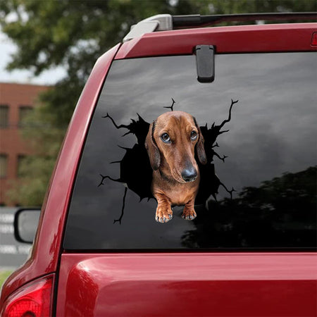 Dachshund Crack Sticker Ideas Funny Custom Decals For Trucks Dog Lover Gifts