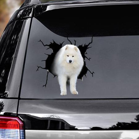 [bh0305-snf-lad]-samoyed-crack-car-sticker-dogs-lover